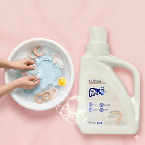 🌟 Nước Giặt Đồ Sơ Sinh Mr. Fresh 1.6L Cool Boy  - An Toàn Cho Bé, Dịu Nhẹ Cho Da
