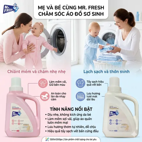 🌟 NƯỚC GIẶT ĐỒ SƠ SINH MR. FRESH COOL BOY - AN TOÀN, DỊU NHẸ, THƠM MÁT 🌟