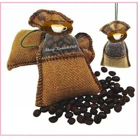 Túi thơm Hạt cafe nguyên chất treo xe kèm tinh dầu hương Cafe Hazelnut