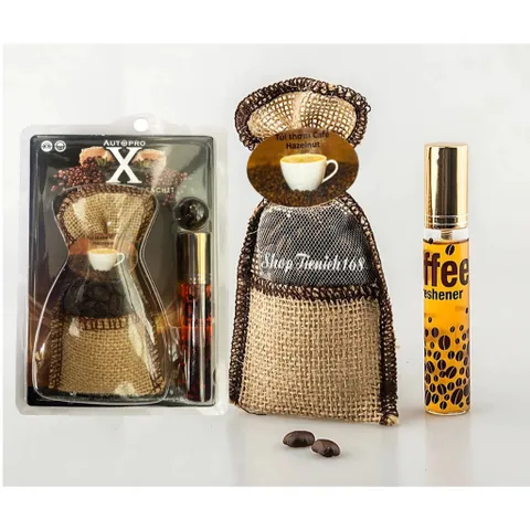 Túi thơm Hạt cafe nguyên chất treo xe kèm tinh dầu hương Cafe Hazelnut