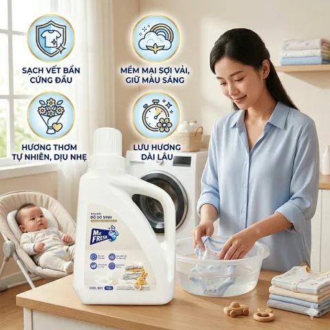 🌟  Nước Giặt Đồ Sơ Sinh Mr. Fresh 1.6L - An Toàn Cho Bé, Dịu Nhẹ Cho Da