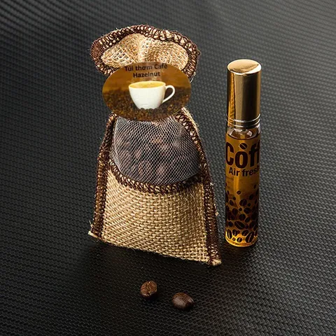 Túi thơm Hạt cafe nguyên chất treo xe kèm tinh dầu hương Cafe Hazelnut