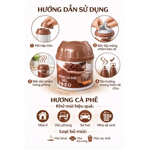☕ Sáp Thơm Khử Mùi Fresh Scent Gel Hương Cà Phê (Coffee)- Dùng Cho Ô Tô, Phòng Ngủ, Nhà Vệ Sinh, Tủ Quần Áo