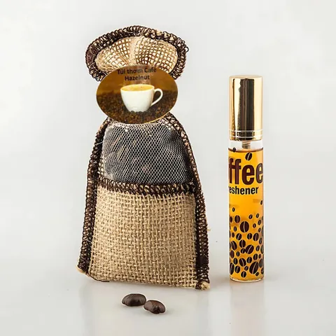 Túi thơm Hạt cafe nguyên chất treo xe kèm tinh dầu hương Cafe Hazelnut