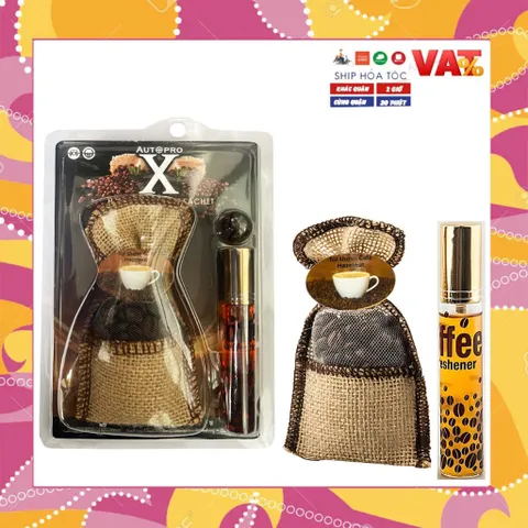 Túi thơm Hạt cafe nguyên chất treo xe kèm tinh dầu hương Cafe Hazelnut