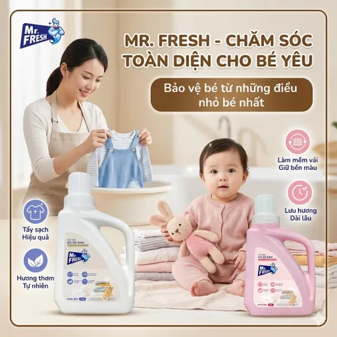 🌟 NƯỚC GIẶT ĐỒ SƠ SINH MR. FRESH CUTE GIRL- AN TOÀN, DỊU NHẸ, THƠM MÁT 🌟