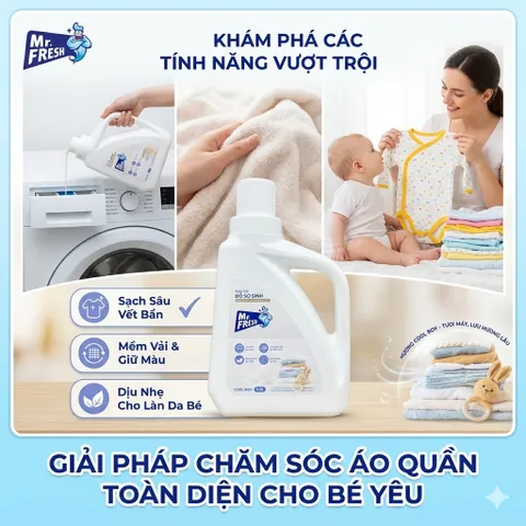 🌟 NƯỚC GIẶT ĐỒ SƠ SINH MR. FRESH CUTE GIRL- AN TOÀN, DỊU NHẸ, THƠM MÁT 🌟