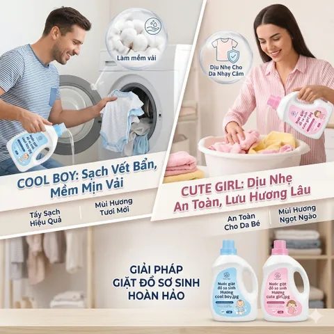 🌟 NƯỚC GIẶT ĐỒ SƠ SINH MR. FRESH CUTE GIRL- AN TOÀN, DỊU NHẸ, THƠM MÁT 🌟
