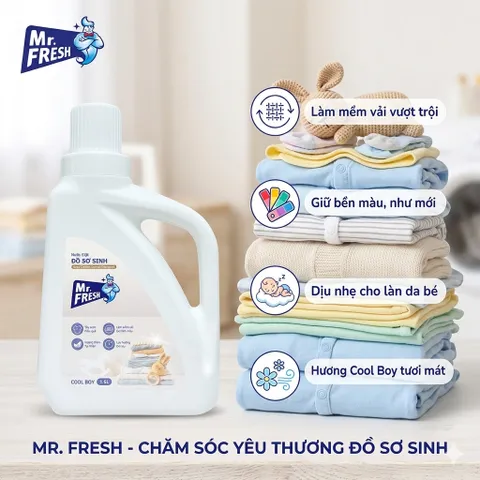 🌟 NƯỚC GIẶT ĐỒ SƠ SINH MR. FRESH CUTE GIRL- AN TOÀN, DỊU NHẸ, THƠM MÁT 🌟