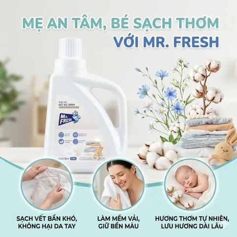 🌟 NƯỚC GIẶT ĐỒ SƠ SINH MR. FRESH - AN TOÀN, DỊU NHẸ, THƠM MÁT 🌟