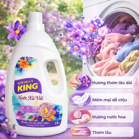 🌸 Nước Xả Vải Golden King - Lưu Hương Nồng Nàn & Sảng Khoái (Can 2 Lít)