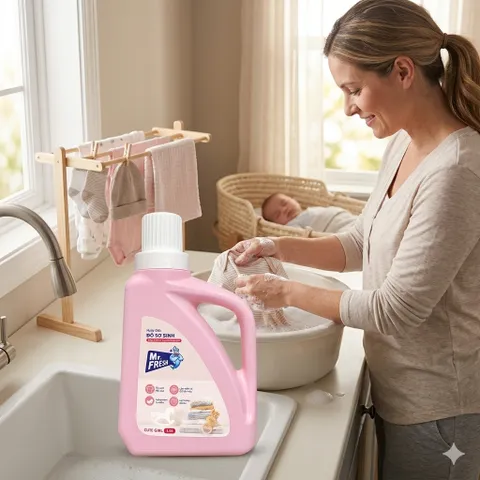 🌟 Nước Giặt Đồ Sơ Sinh Mr. Fresh 1.6L Cute Girl  - An Toàn Cho Bé, Dịu Nhẹ Cho Da