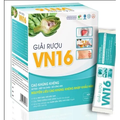 Giải Rượu VN16 Hộp 20 Gói Mát Gan, giảm mề đay mẩm ngứa dị ứng