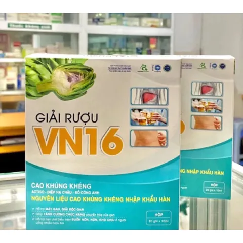 Giải Rượu VN16 Hộp 20 Gói Mát Gan, giảm mề đay mẩm ngứa dị ứng