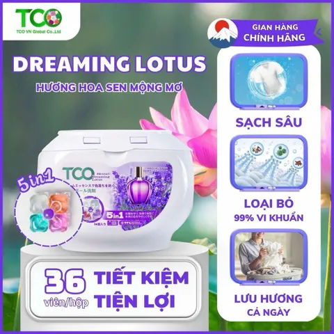 Viên Giặt Xả TCO 5 In 1 Công Nghệ Nhật Bản Hộp 36 Viên - Hương Rose, Blue Sky, Dreaming Lotus 812099