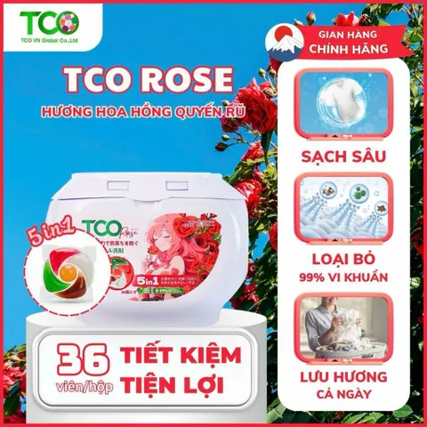 Viên Giặt Xả TCO 5 In 1 Công Nghệ Nhật Bản Hộp 36 Viên - Hương Rose, Blue Sky, Dreaming Lotus 812099