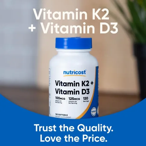 Nutricost Vitamin D3 + K2 - Hỗ trợ sức khỏe xương khớp và hệ tim mạch sản xuất Mỹ