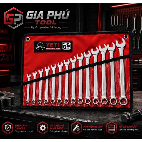 Bộ cờ lê vòng miệng YETI , 14 cây , 8-24mm 812123