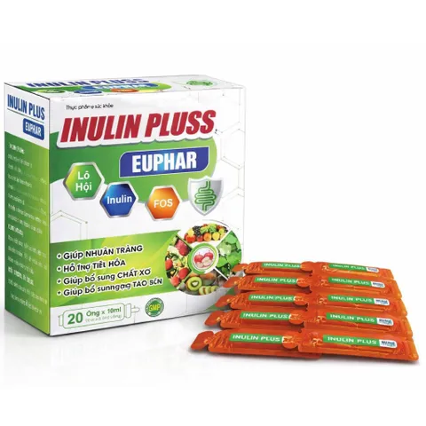 Chất Xơ Inulin Pluss Euphar Mediphar (Hộp 20 ống) bổ sung chất xơ hòa tan và hỗ trợ cải thiện tình trạng táo bón.