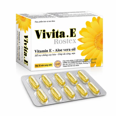 Viên uống đẹp da Vivita.E Rostex (Hộp 30 viên) Giúp chống oxy hóa, hỗ trợ bảo vệ da và hạn chế lão hóa, giúp da sáng mịn