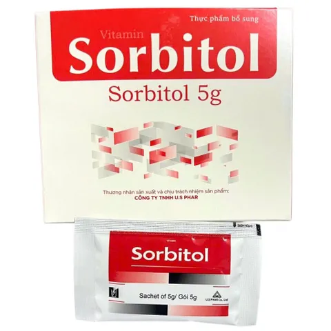 Vitamin Sorbitol 5g U.S.PHAR (Hộp 20 gói) Hỗ trợ kích thích nhu động ruột và làm mềm phân để giúp đại tiện dễ dàng