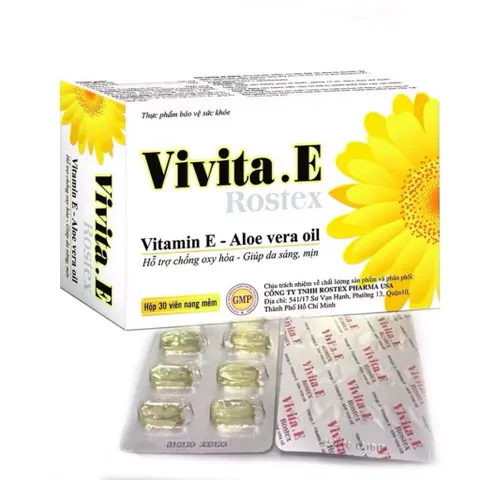 Viên uống đẹp da Vivita.E Rostex (Hộp 30 viên) Giúp chống oxy hóa, hỗ trợ bảo vệ da và hạn chế lão hóa, giúp da sáng mịn