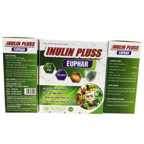 Chất Xơ Inulin Pluss Euphar Mediphar (Hộp 20 ống) bổ sung chất xơ hòa tan và hỗ trợ cải thiện tình trạng táo bón.