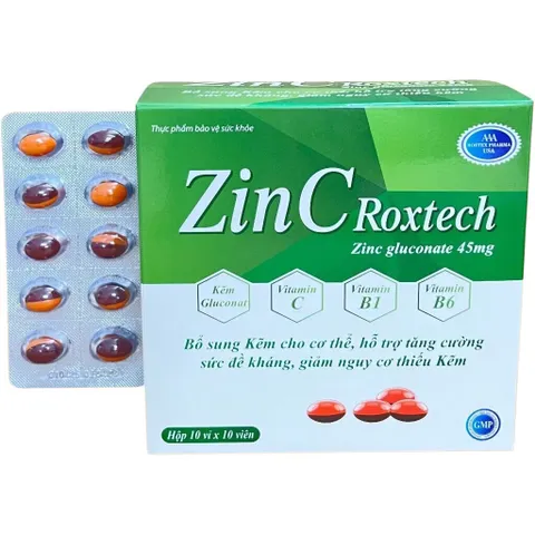 Viên uống ZinC Roxtech (Hộp 100 viên) Hỗ trợ tăng cường sức đề kháng và nâng cao hệ miễn dịch tự nhiên.