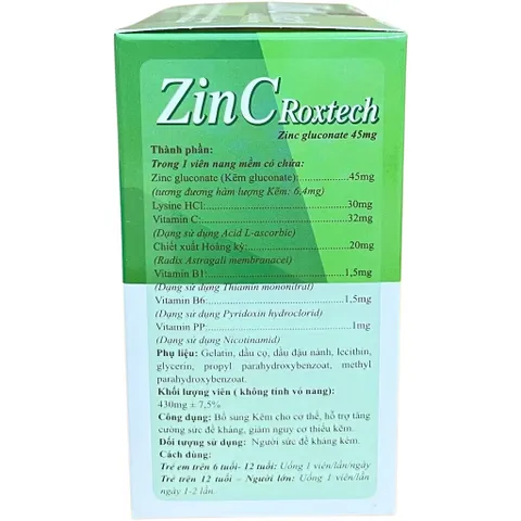 Viên uống ZinC Roxtech (Hộp 100 viên) Hỗ trợ tăng cường sức đề kháng và nâng cao hệ miễn dịch tự nhiên.