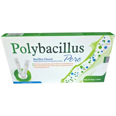 Men tiêu hóa Polybacillus Pore (Hộp 20 ống) Hỗ trợ cân bằng hệ vi sinh đường ruột, giảm triệu chứng rối loạn tiêu hóa