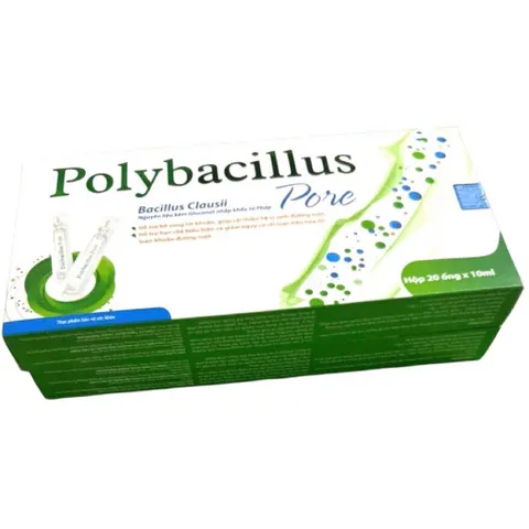 Men tiêu hóa Polybacillus Pore (Hộp 20 ống) Hỗ trợ cân bằng hệ vi sinh đường ruột, giảm triệu chứng rối loạn tiêu hóa
