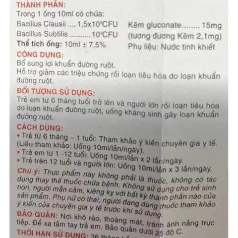 Men tiêu hóa Entergro Kẽm (Hộp 20 ống) Hỗ trợ giảm các triệu chứng  như tiêu chảy, đầy hơi, chướng bụng, khó tiêu