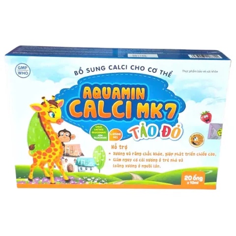 Sản phẩm Aquamin Calci MK7 Tảo Đỏ (Hộp 20 ống) Hỗ trợ phát triển xương và răng chắc khỏe, tăng chiều cao.