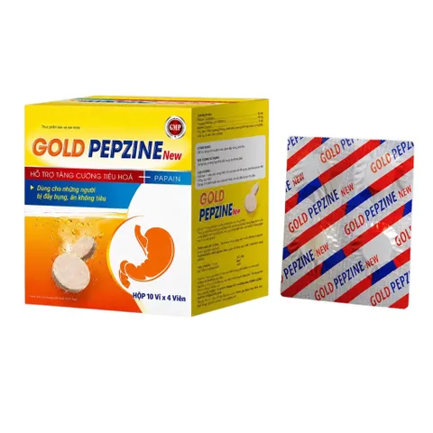 Sủi tiêu hoá Gold Pepzine New (Hộp 40 viên) Hỗ trợ tăng cường tiêu hóa, giảm đầy bụng, khó tiêu, ợ hơi