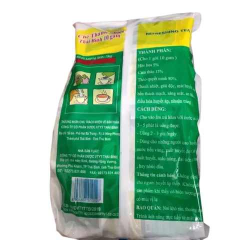 Chè Thanh Nhiệt Thái Bình 10g (Bịch 100 gói) Làm mát gan, giảm các triệu chứng như mụn nhọt, nổi mẩn, nhiệt miệng.