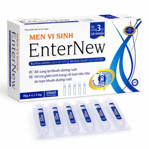 Men vi sinh EnterNew (Hộp 20 ống) Bổ sung 3 tỷ lợi khuẩn giúp giảm rối loạn tiêu hóa do loạn khuẩn.