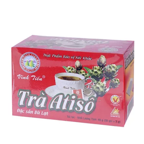 Trà Atisô Vĩnh Tiến (Hộp 20 gói x 2g) Trà túi lọc đặc sản Đà Lạt giúp thanh nhiệt, mát gan, giải độc và hỗ trợ tiêu hóa