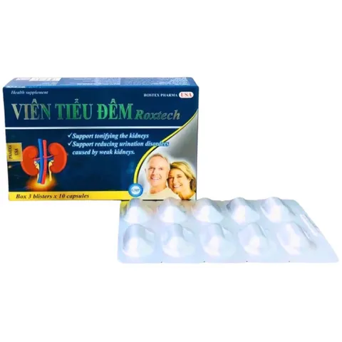 Viên Tiểu Đêm Roxtech (Hộp 30 viên) Hỗ trợ bổ thận và giảm rối loạn tiểu tiện giúp giảm tình trạng tiểu buốt, tiểu rắt