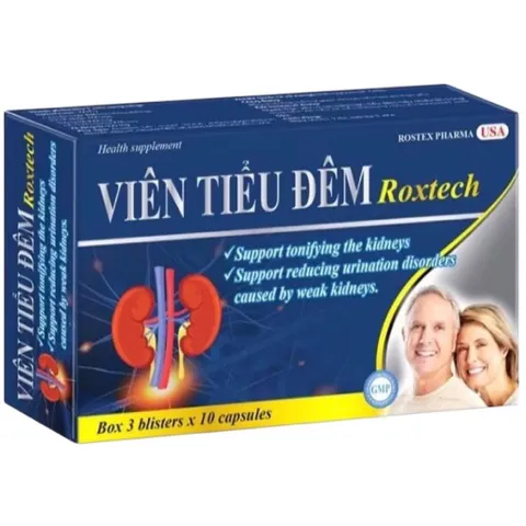 Viên Tiểu Đêm Roxtech (Hộp 30 viên) Hỗ trợ bổ thận và giảm rối loạn tiểu tiện giúp giảm tình trạng tiểu buốt, tiểu rắt