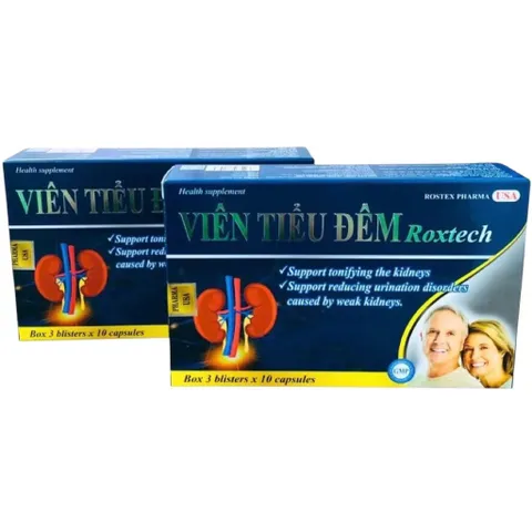 Viên Tiểu Đêm Roxtech (Hộp 30 viên) Hỗ trợ bổ thận và giảm rối loạn tiểu tiện giúp giảm tình trạng tiểu buốt, tiểu rắt