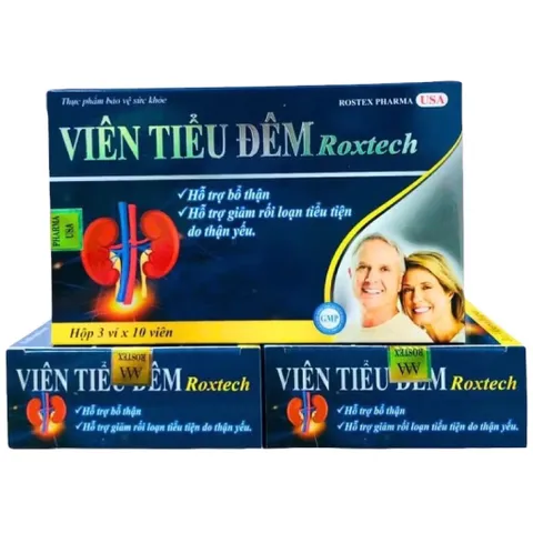 Viên Tiểu Đêm Roxtech (Hộp 30 viên) Hỗ trợ bổ thận và giảm rối loạn tiểu tiện giúp giảm tình trạng tiểu buốt, tiểu rắt