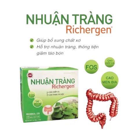 Nhuận Tràng Richergen (Hộp 20 ống) Giúp bổ sung chất xơ, hỗ trợ nhuận tràng, thông tiện và giảm táo bón