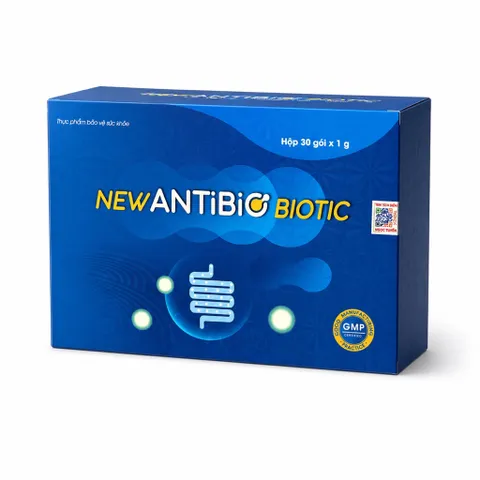 Men Vi Sinh NEW ANTIBIO BIOTIC (Hộp 30 gói) Bổ sung lợi khuẩn giúp giảm rối loạn tiêu hóa như ăn không tiêu, tiêu chảy.