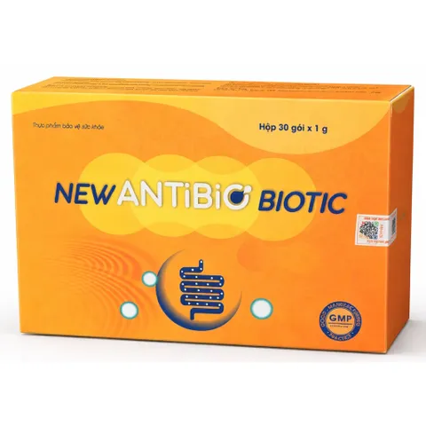 Men Vi Sinh NEW ANTIBIO BIOTIC (Hộp 30 gói) Bổ sung lợi khuẩn giúp giảm rối loạn tiêu hóa như ăn không tiêu, tiêu chảy.