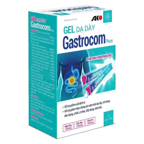 Gel Dạ Dày Gastrocom Pluss (Hộp 15 gói) Hỗ trợ giúp giảm đau thượng vị, ợ hơi, ợ chua và trào ngược dạ dày.