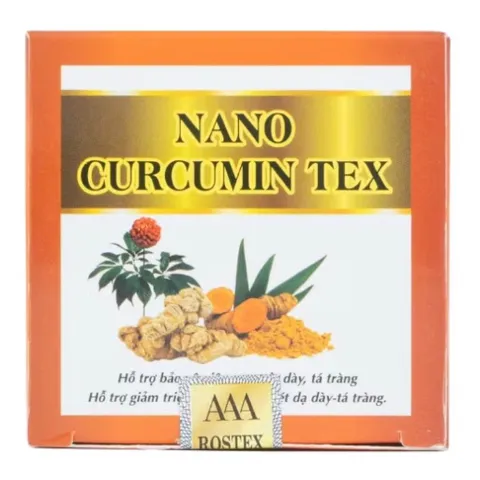 Viên uống NANO CURCUMIN TEX (Chai 30 viên) giúp hỗ trợ giảm các triệu chứng viêm loét dạ dày, tá tràng.