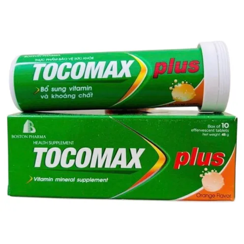 Viên sủi Tocomax Plus Boston Pharma (Tuýp 10 viên) Bổ sung vitamin và khoáng chất, tăng cường sức đề kháng, giảm mệt mỏi