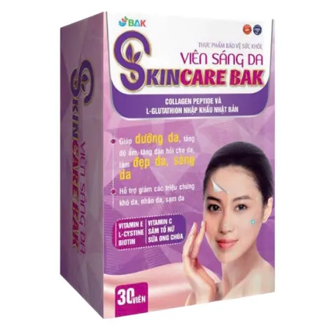 VIÊN SÁNG DA SKINCARE BAK (Chai 30 viên) Giúp dưỡng da, tăng độ ẩm, tăng đàn hồi cho da, làm đẹp da, giúp da sáng hồng.