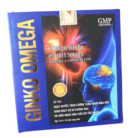 Viên uống Ginko Omega Ginkgo biloba 360mg, Coenzyme Q10 (Hộp 100 viên) Hỗ trợ hoạt huyết, tăng cường tuần hoàn máu não