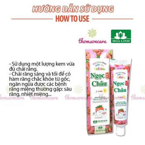 Kem đánh răng Dược Liệu Ngọc Châu dành cho trẻ em từ 2 - 6 tuổi (Tuýp 50g)